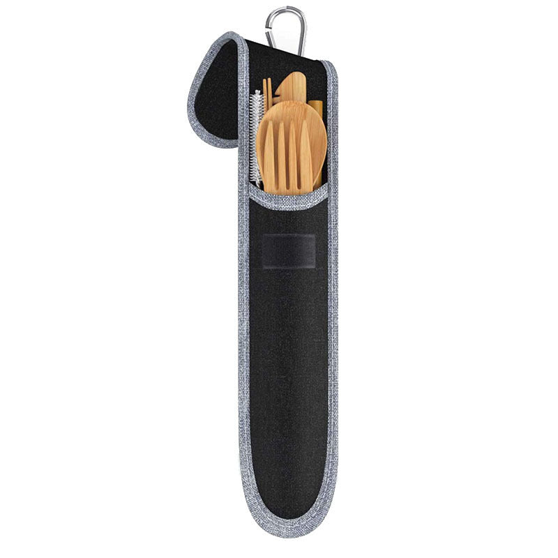 (Travel) Bamboo Cutlery Cutler+ Stainless Steel Straw + Chopsticks Cutlery Set