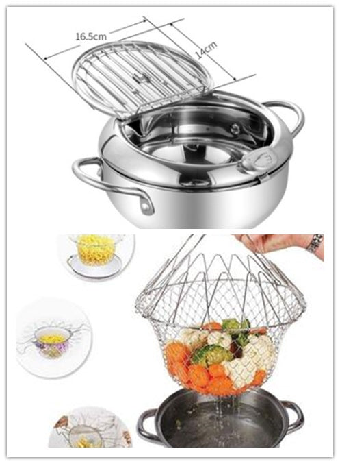 Stainless Steel Telescopic Folding Basket Frying Basket!