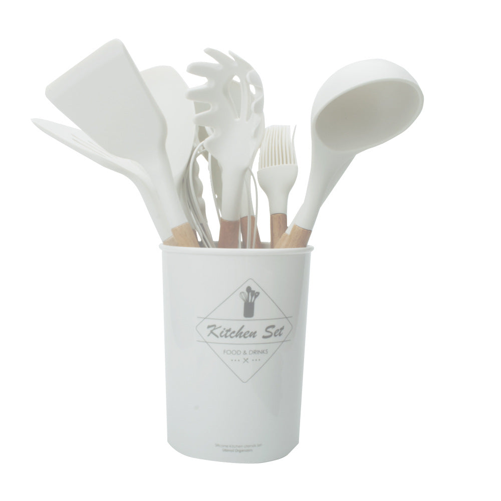 Silicone Kitchenware With Wooden Handle!