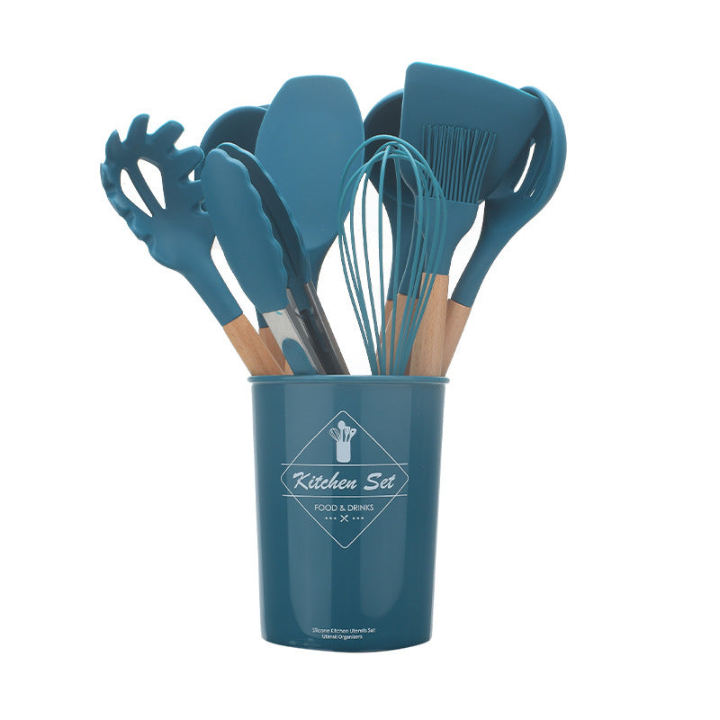 Silicone Kitchenware With Wooden Handle!